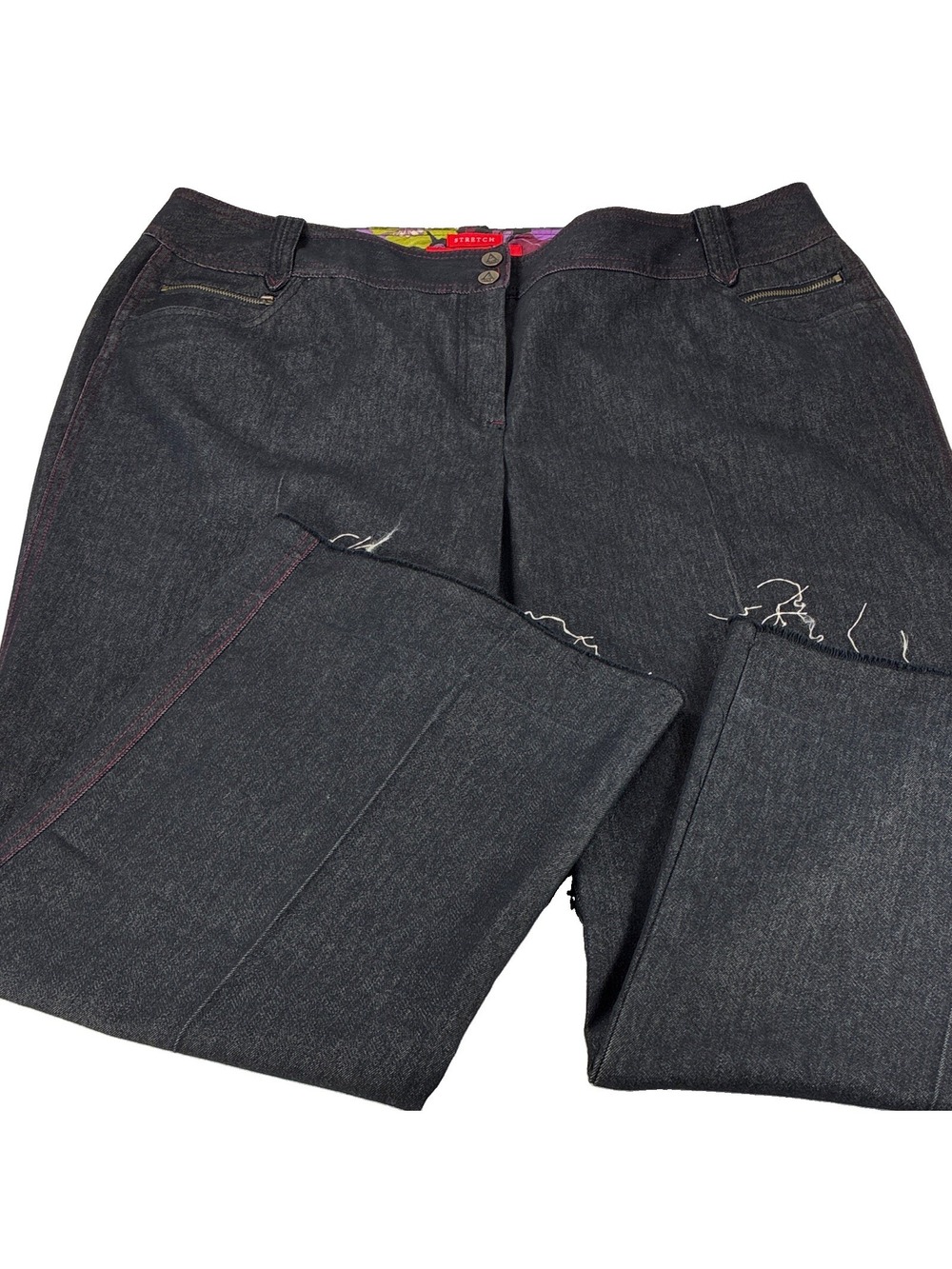 ALine Stretch Womens 18 Dark Gray Jean Straight Leg Released Hem Denim 28 Inseam